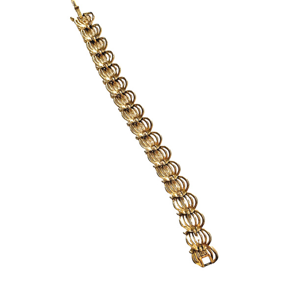 Vintage Napier Bracelet Goldtone Filigree Panel Ornate Elegant Rope Texture - Picture 8 of 10